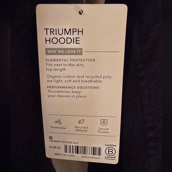 Athleta Triumph Hoodie Black S NWT - Picture 5 of 7